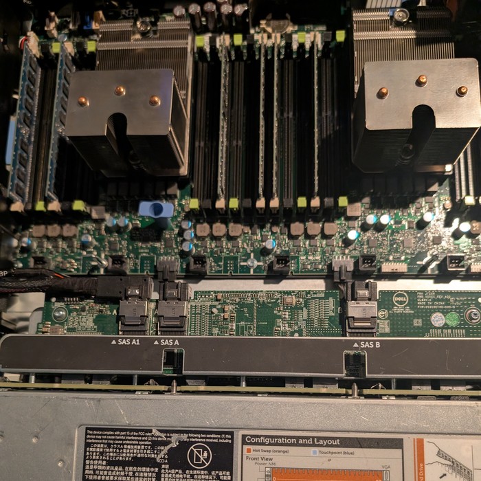 Server motherboard and hardware, close detail