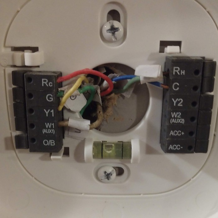 Smart thermostat wiring terminals during installation